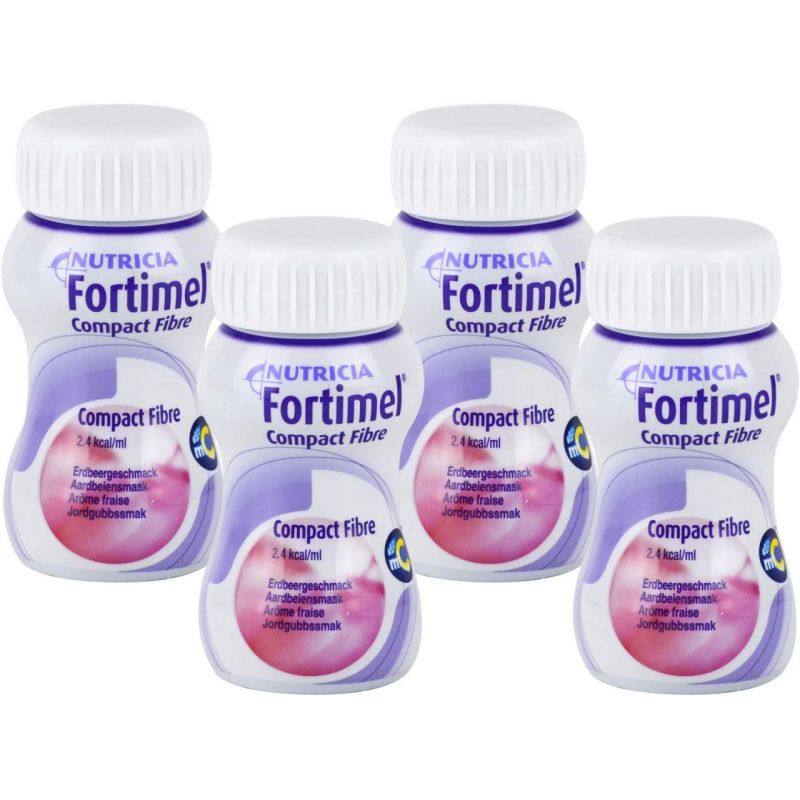 Fortimel Compact Fibre Erdbeere 4 X 125 ml Flüssigkeit
