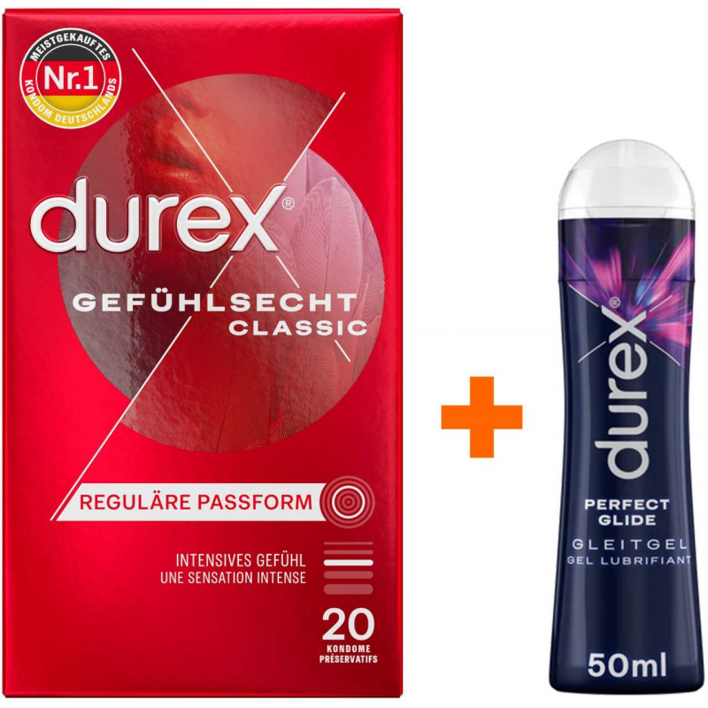 Durex Gefühlsecht classic Kondome 20 St + Durex Play Perfect Glide 50 ml Gleitgel