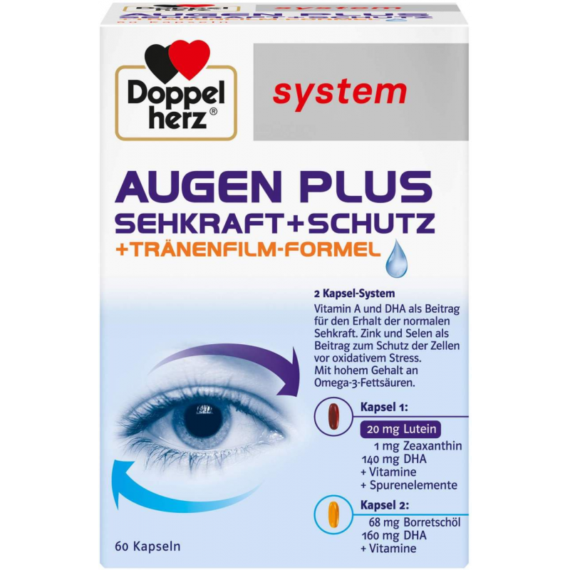 Doppelherz system Augen plus Sehkraft + Schutz + Tränenfilm-Formel 60 Kapseln