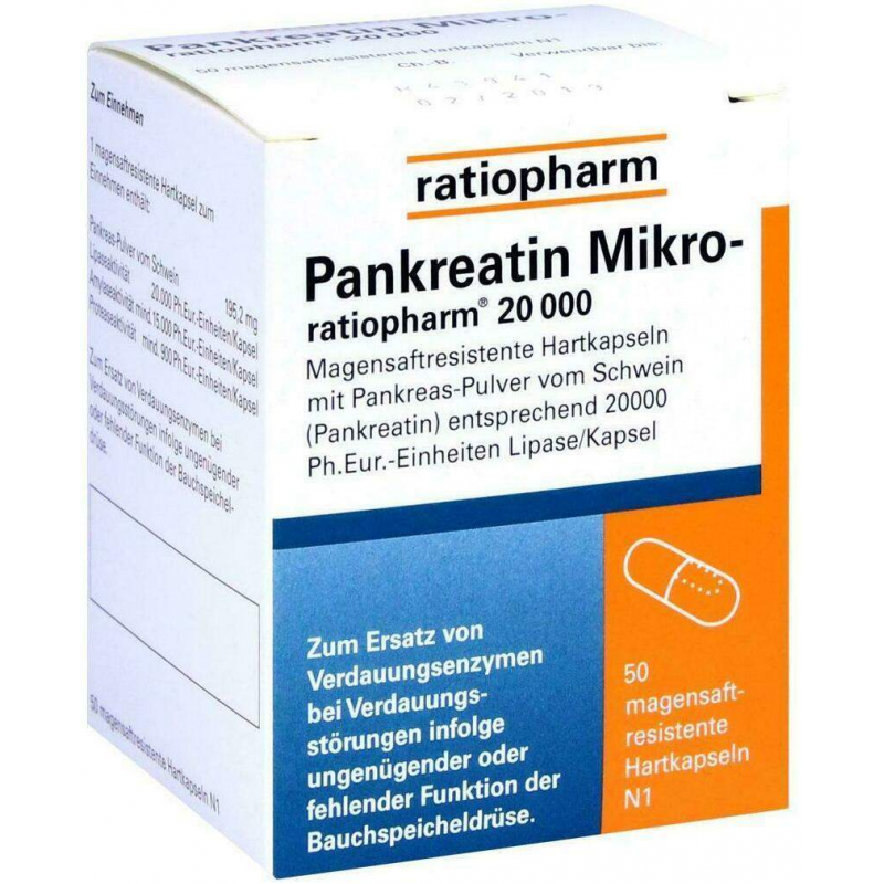 Pankreatin Mikro Ratiop.20000 50 Magensaftresistente Hartkapseln
