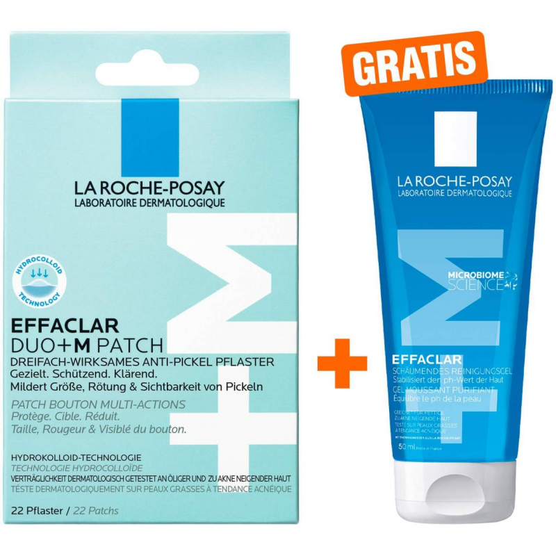 La Roche Posay Effaclar Duo+M Patch 22 Stück + gratis La Roche Posay Effaclar Gel 50 ml Mini