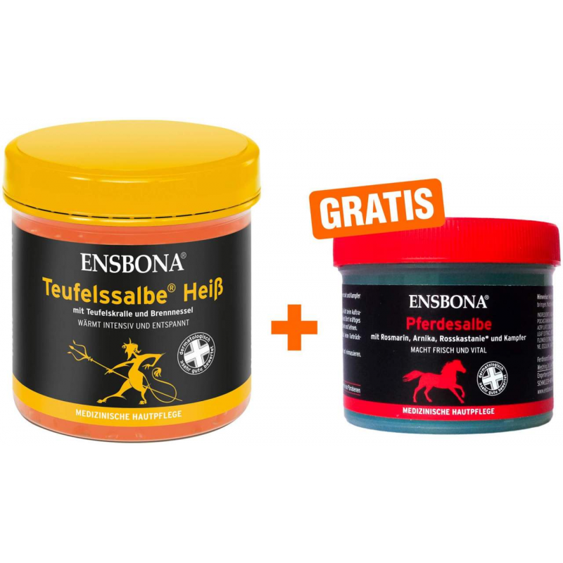 Ensbona Teufelssalbe Heiß 200 ml Salbe + Gratis Pferdesalbe 50 ml Ensbona Classic