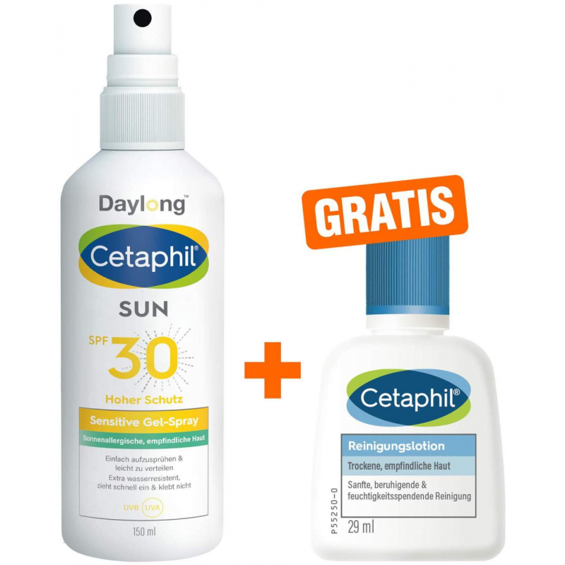 Cetaphil Sun SPF 30 Gel Spray 150 ml + gratis Cetaphil Reinigungslotion 29 ml