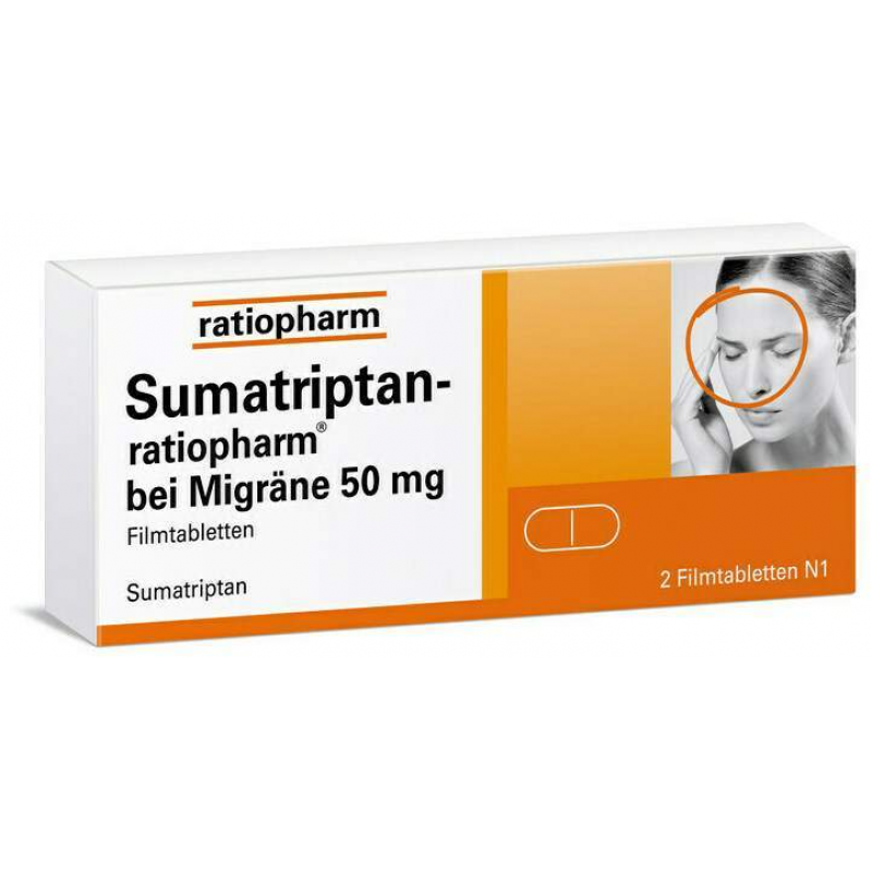 Sumatriptan-Ratiopharm bei Migräne 50 mg 2 Filmtabletten