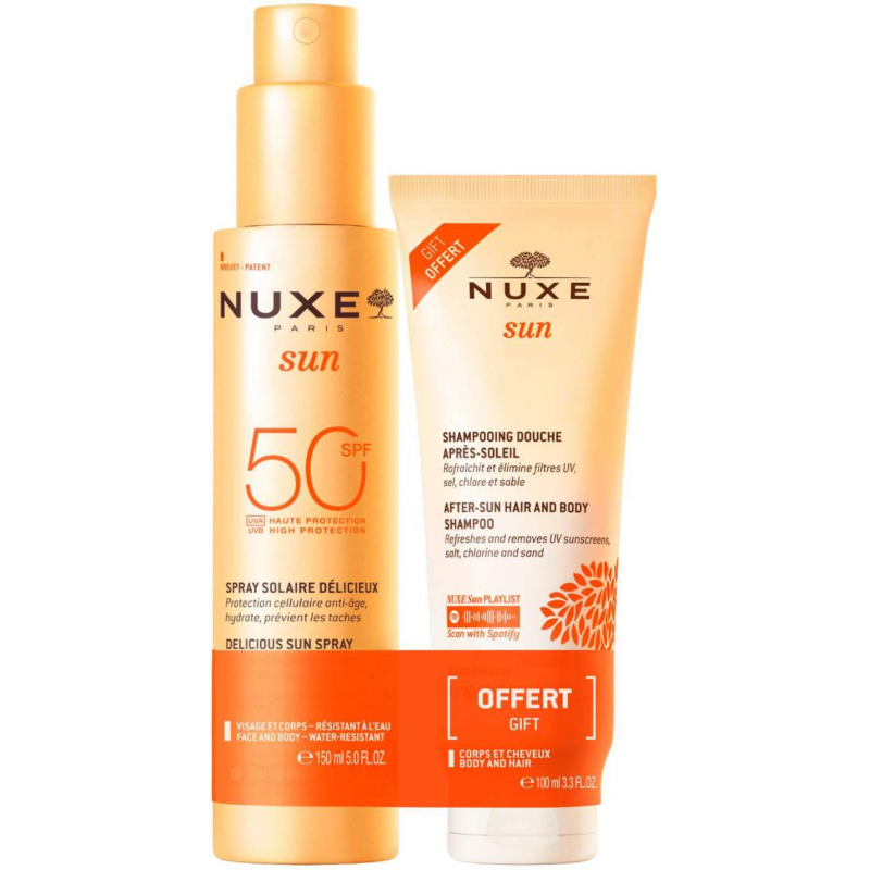 NUXE Sun Set Sonnenspray Gesicht & Körper LSF 50 150 ml + gratis After Sun Duschshampoo 100 ml