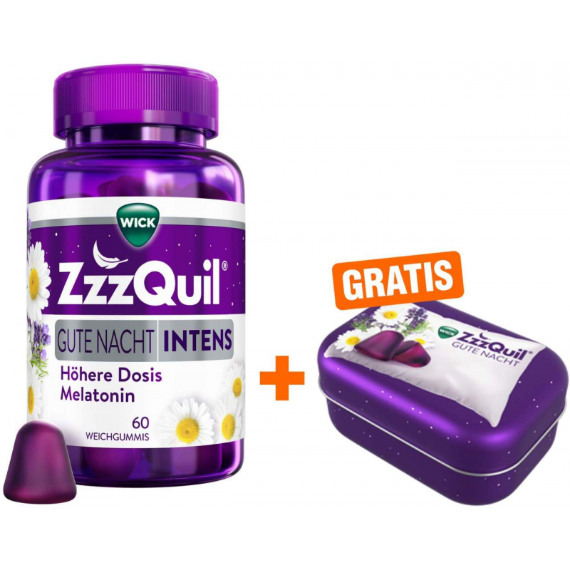 Wick ZzzQuil Gute Nacht Intens 60 Stück + gratis Wick ZzzQuil Reise-Dose 1 Stück