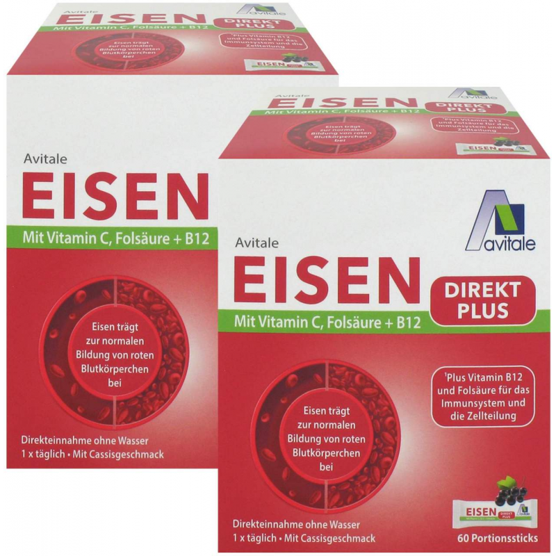 Eisen Direkt plus Vitamin C + Folsäure + B12 2 x 60 Sticks