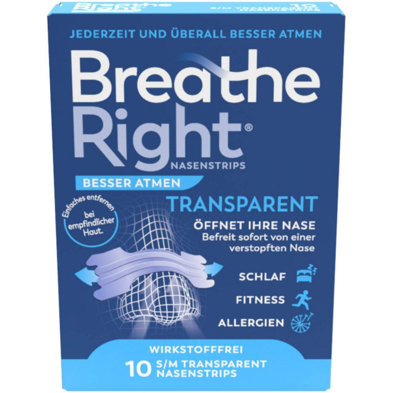 Besser Atmen Breathe Right Nasenpflaster Transparent Normal 10 Stück