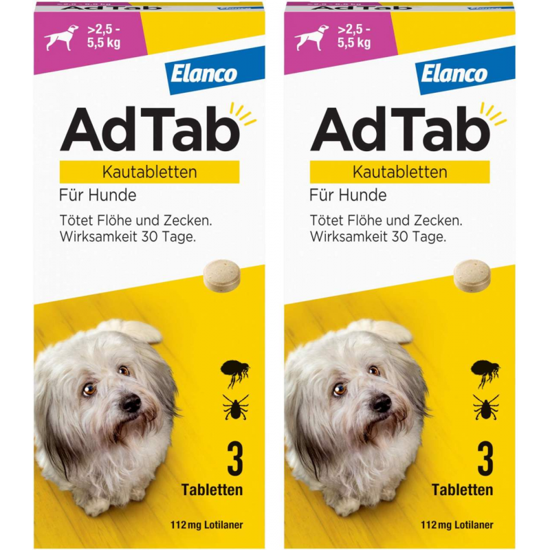 AdTab 112 mg für kleine Hunde (2,5-5,5 kg) 2 x 3 Kautabletten
