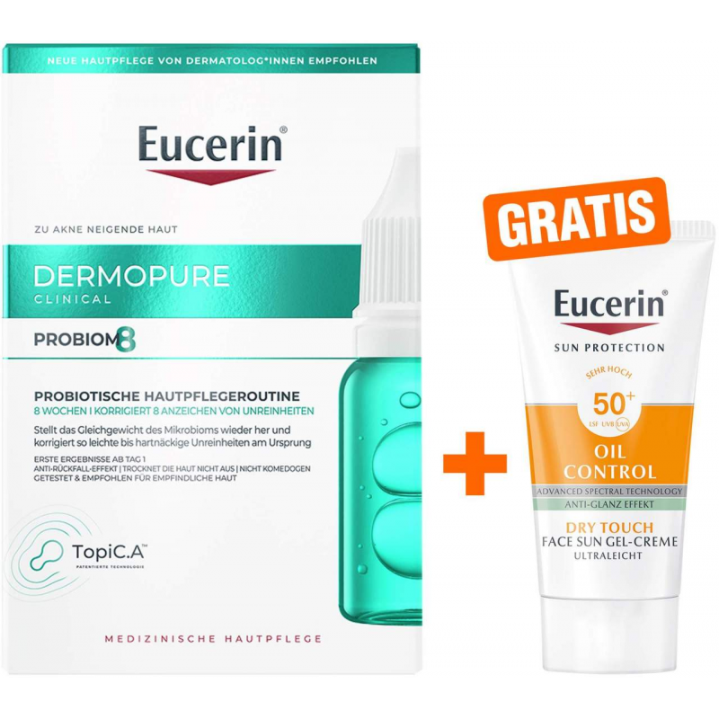Eucerin DermoPure Clinical Probiom 8 Creme 1 Stück + gratis Eucerin Sun Gel - Creme Oil Control 20 ml