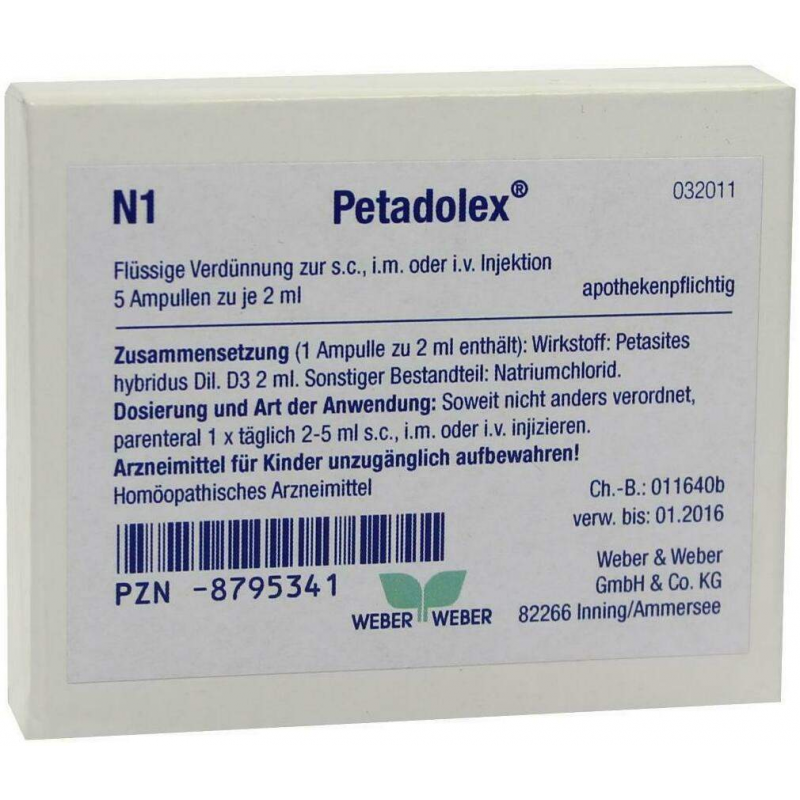 Petadolex 5 X 2 ml Ampullen