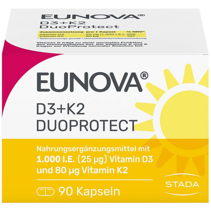 Eunova DuoProtect D3 + K2 1000 I.E. 90 Kapseln
