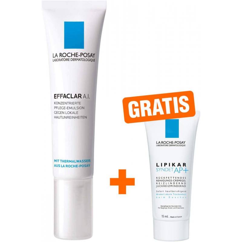 La Roche Posay Effaclar AI Creme 15 ml + gratis Lipikar Syndet AP+ 15 ml