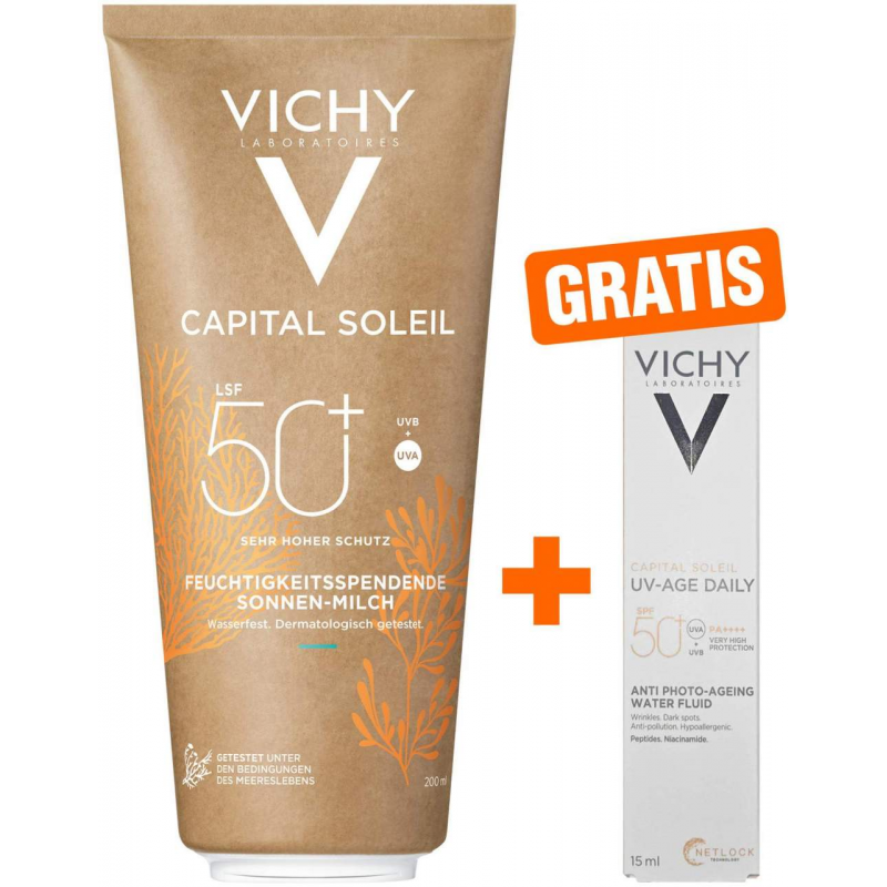 Vichy Capital Soleil feuchtigkeitsspendende Sonnen-Milch LSF 50+ 200 ml + gratis Vichy Capital Soleil LSF 50+ 15 ml