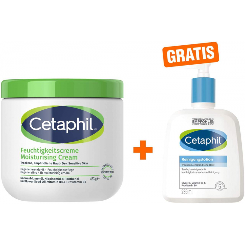 Cetaphil Feuchtigkeitscreme 453 g + gratis Reinigungslotion 236 ml