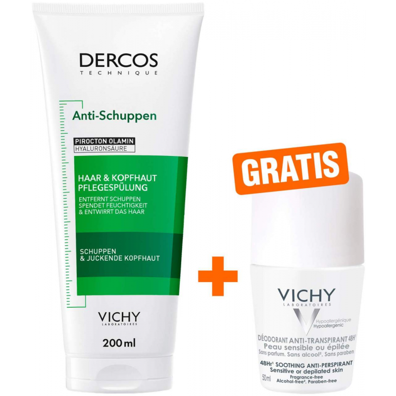 Vichy Dercos Anti-Schuppen Conditioner 200 ml + gratis Vichy Deo Roll-on Anti Flecken 48h 50ml