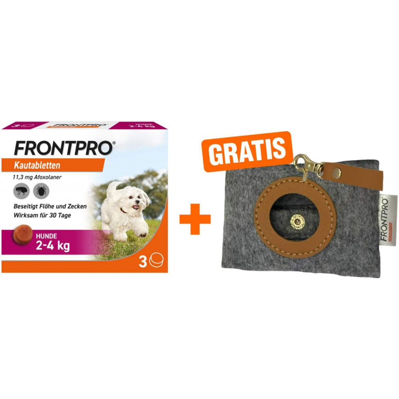 Frontpro 11,3 mg für den Hund 3 Kautabletten + gratis Hundebeutelspender 1 Stück