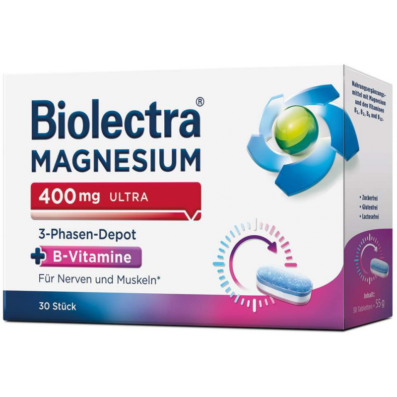 Biolectra Magnesium 400 mg ultra 3-Phasen-Depot 30 Tabletten