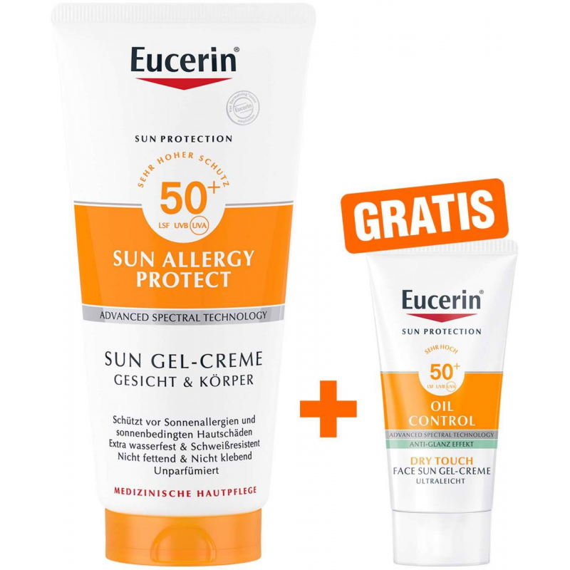 Eucerin Sun Allergy Protect Sun Gel-Creme LSF 50+ 200 ml + gratis Eucerin Sun-Gel Creme Oil Control 20 ml