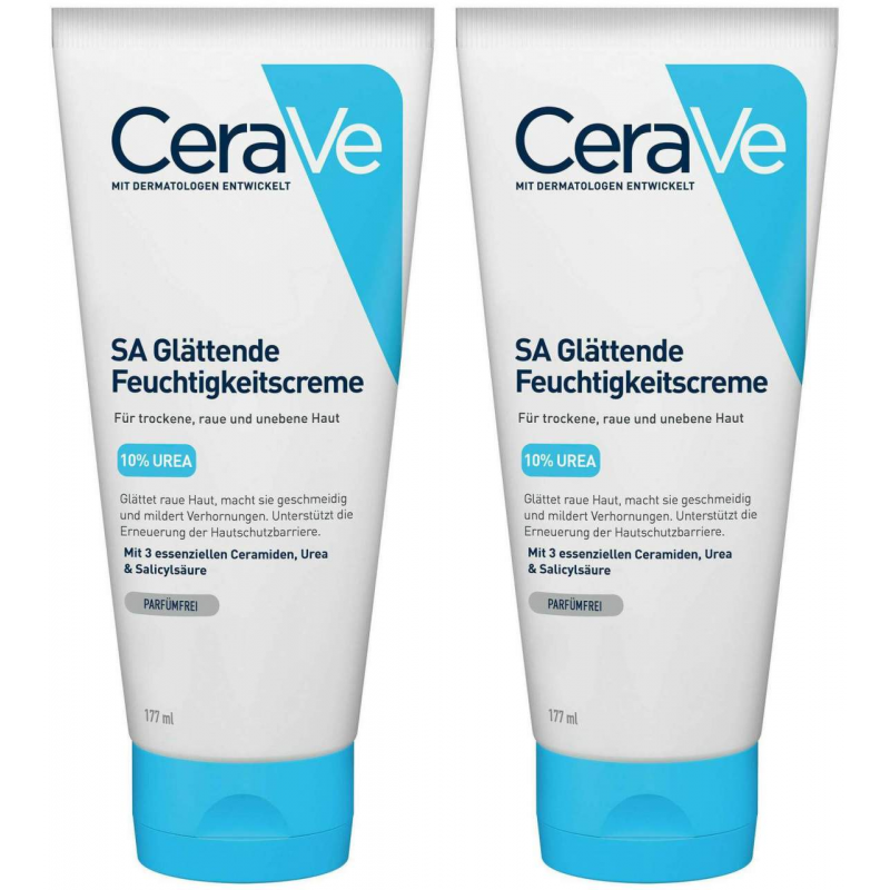 CeraVe SA Urea Glättende Feuchtigkeitscreme 2 x 177 ml