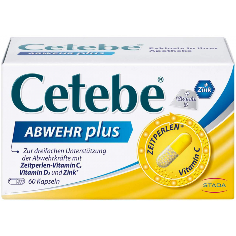 Cetebe Abwehr plus Vitamin C+Vitamin D3+ Zink 60 Kapseln