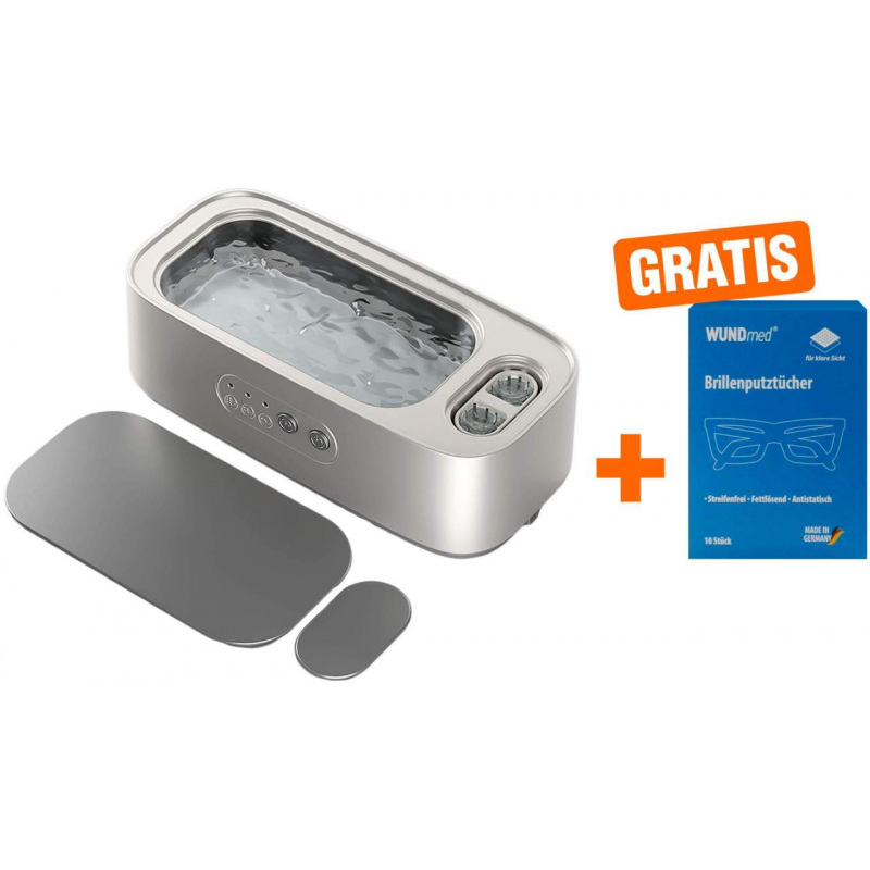 Universal Reinigungsgerät 760 mit separatem Reinigungsfach für Kontaktlinsen + gratis Brillenputztücher 10 Stück