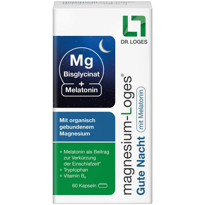 Magnesium-Loges Gute Nacht mit Melatonin 60 Kapseln