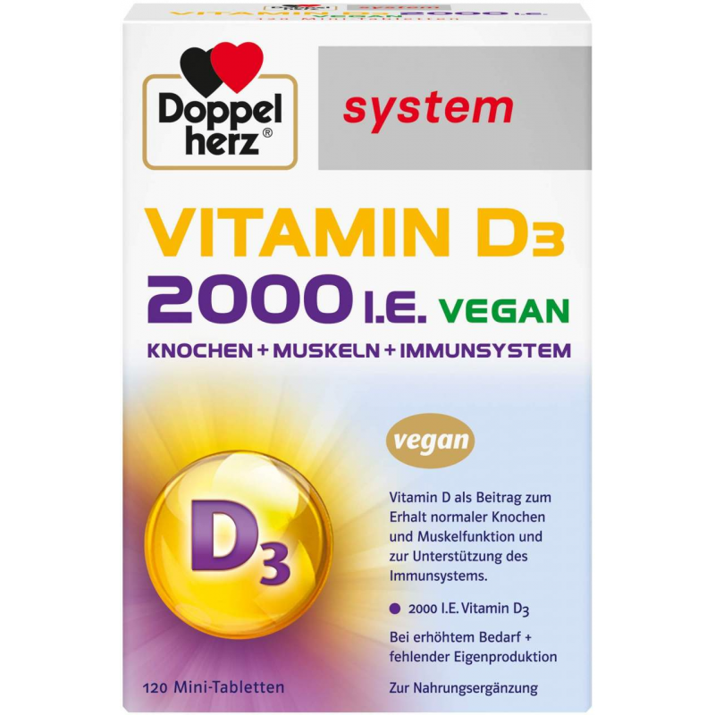 Doppelherz Vitamin D3 2000 I.E. Vegan 120 Tabletten