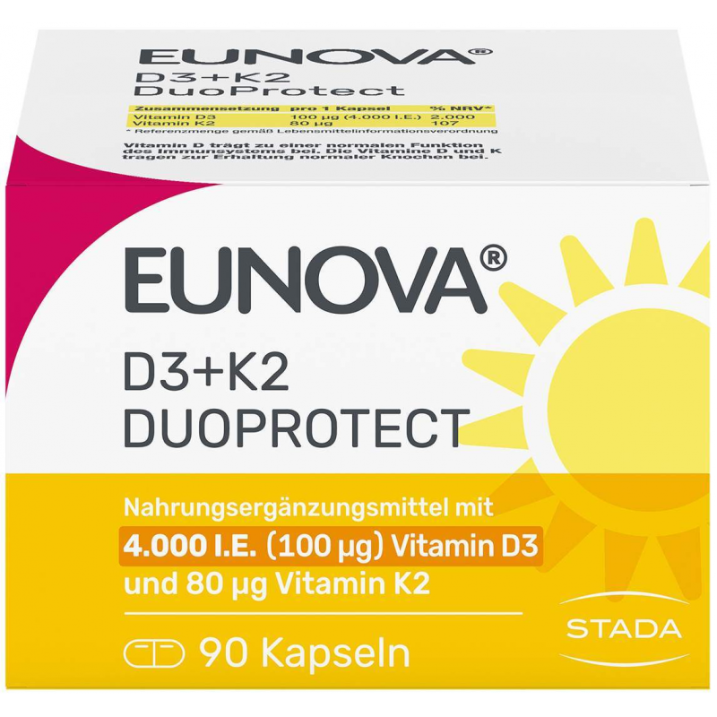 Eunova DuoProtect D3 + K2 4000 I.E. 90 Kapseln