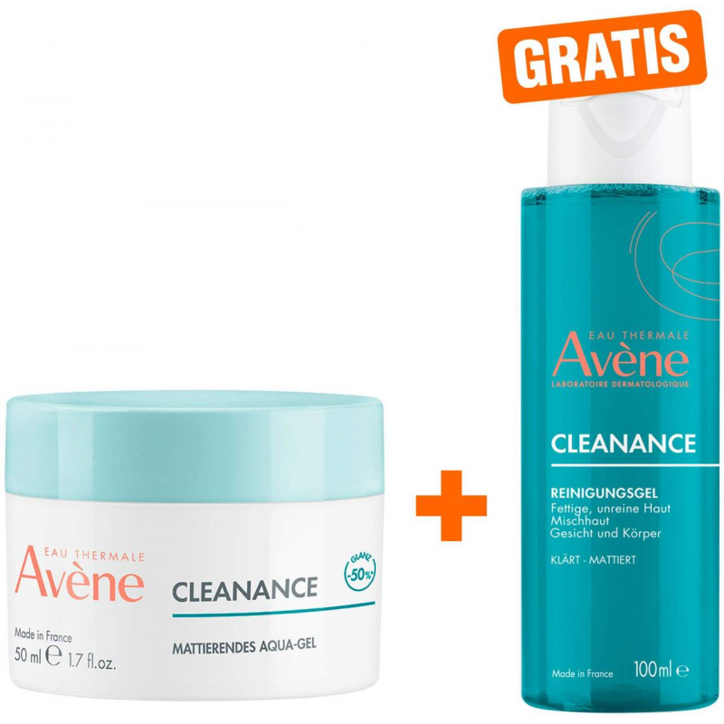 Avene Cleanance mattierendes Aqua-Gel für unreine Haut 50 ml + gratis Avene Cleanance Reinigungsgel 100 ml