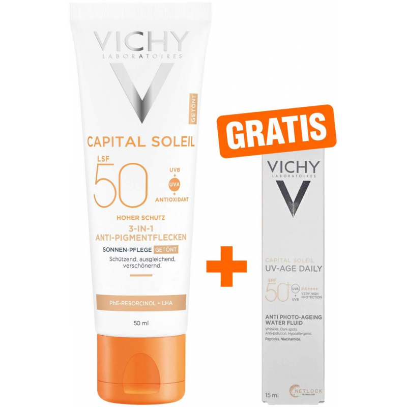 Vichy Capital Soleil Anti-Pigmentflecken LSF50+ 50 ml Creme + gratis Vichy Capital Soleil UV-Age LSF 50+ 15 ml