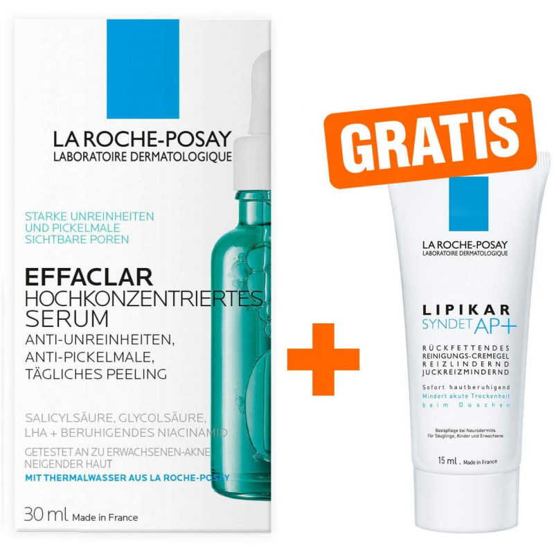 La Roche Posay Effaclar Serum 30 ml hochkonzentriert + gratis Lipikar Syndet AP+ 15 ml