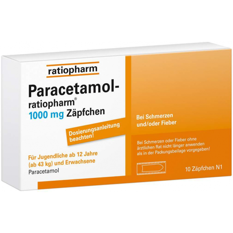 Paracetamol ratiopharm 1000 mg 10 Zäpfchen