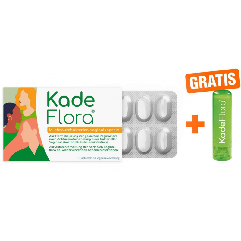 Kadeflora Milchsäurebakterien Vaginalkapseln 6 Stück + gratis Lippenpflegestift Kadefungin 1 Stück