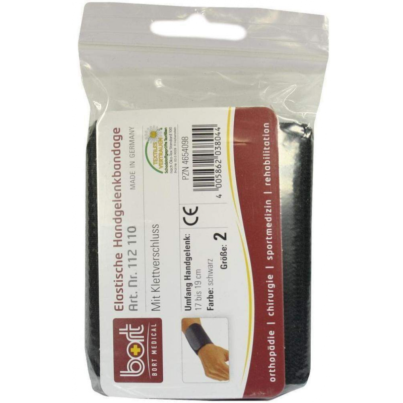 Bort Handgelenkbandage Gr.2 Schwarz Mit Klettverschluss