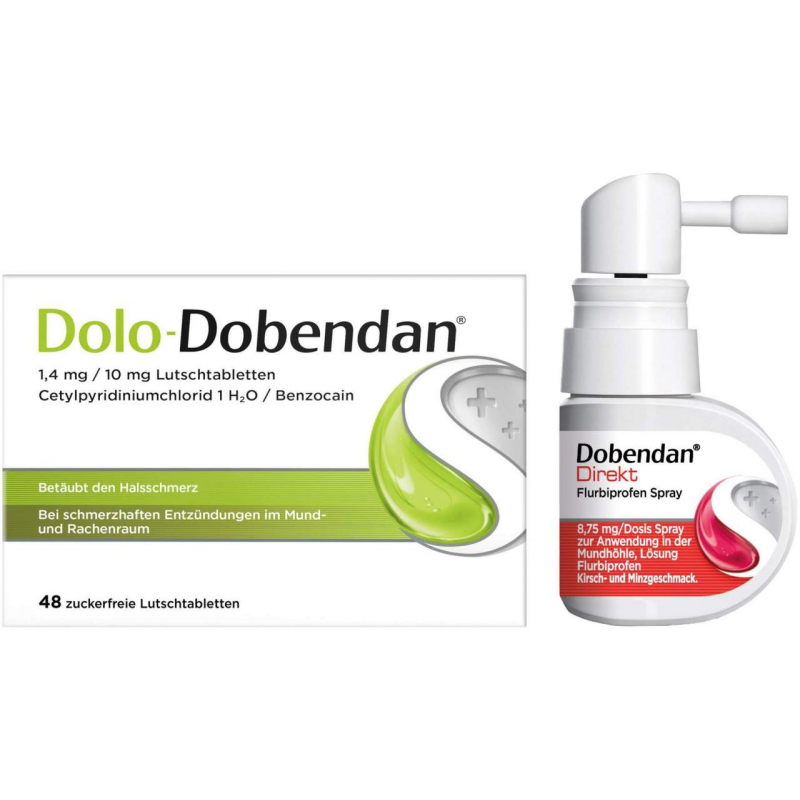 Sparset Dolo Dobendan 48 Lutschtabletten + Dobendan Direkt Flurbiprofen Halsspray 15 ml