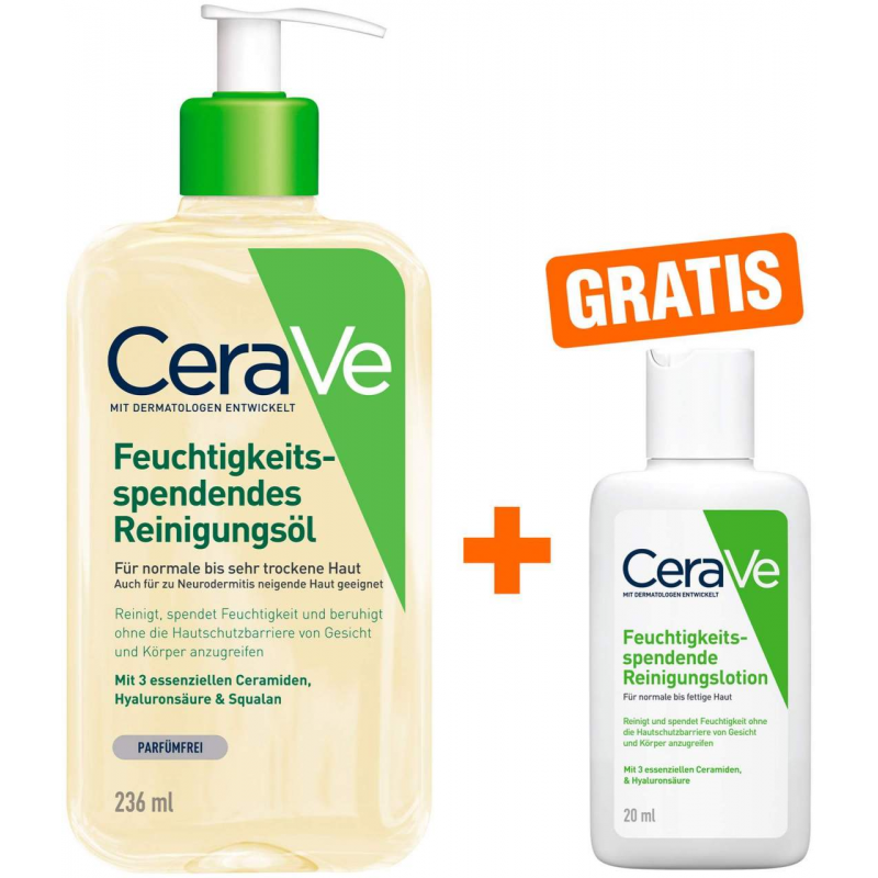 CeraVe Reinigungsöl 236 ml + gratis CeraVe feuchtigkeitsspendende Reinigungslotion 20 ml