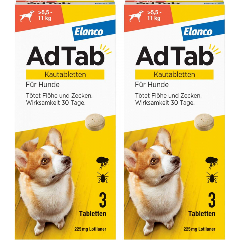 AdTab 225 mg für mittelgroße Hunde (5,5-11 kg) 2 x 3 Kautabletten