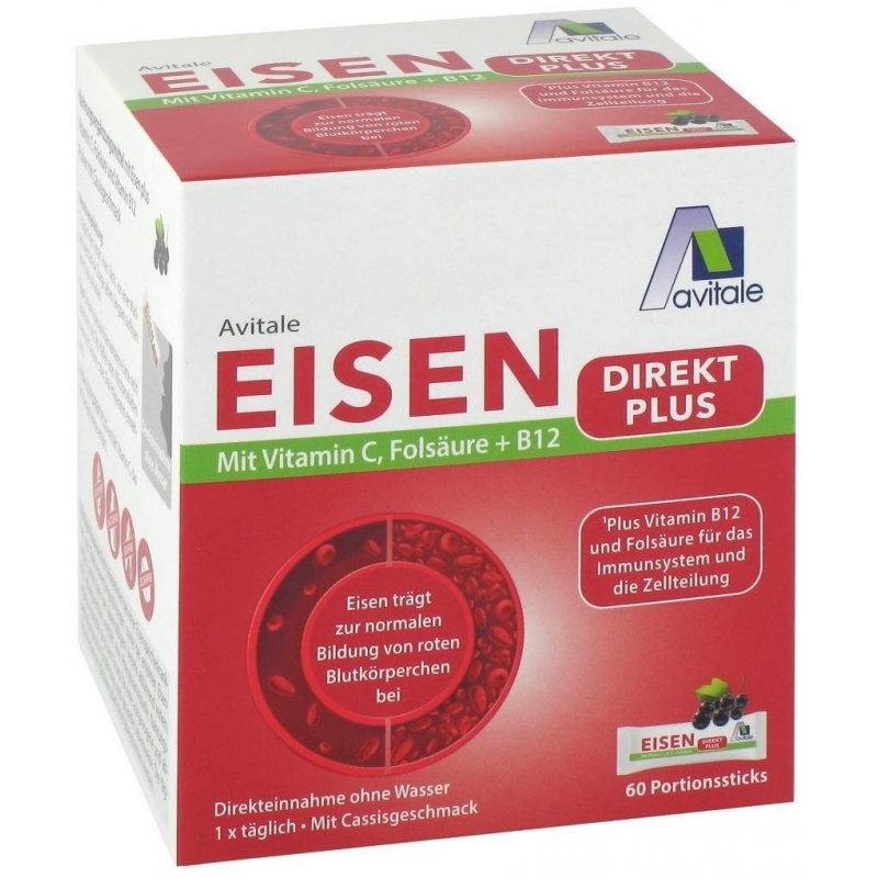 Eisen Direkt plus Vitamin C + Folsäure + B12 60 Sticks