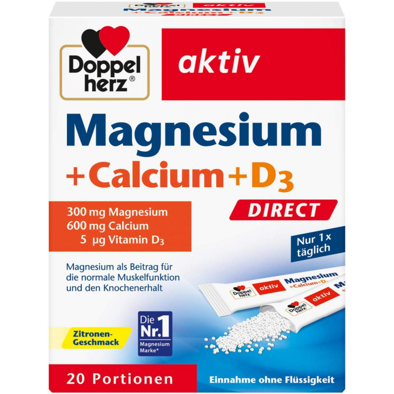 Doppelherz aktiv Magnesium + Calcium + D3 DIRECT Pellets 20 Stück
