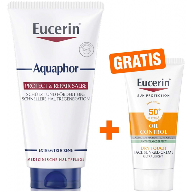 Eucerin Aquaphor Repair Salbe 45 ml + gratis Eucerin Sun Gel-Creme Oil Control 20 ml
