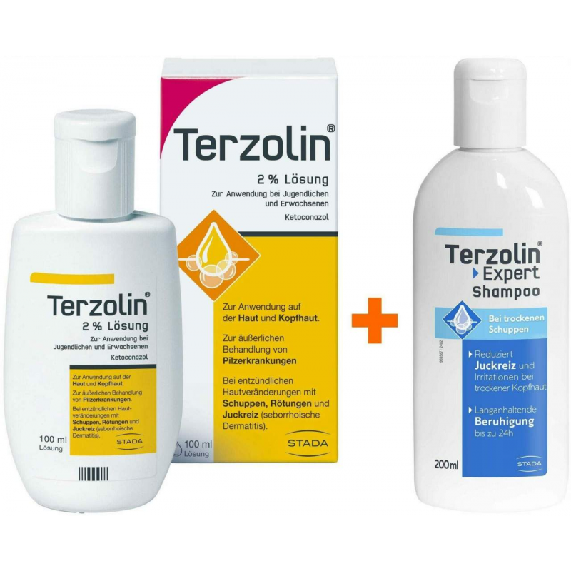 Terzolin 2% Lösung 100 ml + Terzolin Expert Shampoo bei trockener Kopfhaut 200 ml
