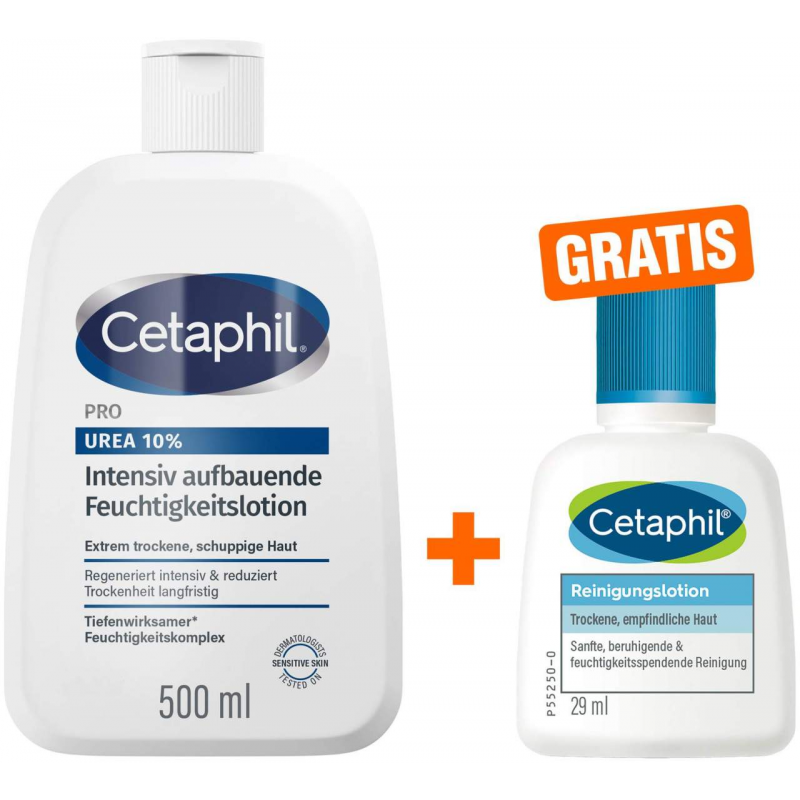 Cetaphil Pro Urea 10 % Lotion 500 ml + gratis Cetaphil Reinigungslotion 29 ml