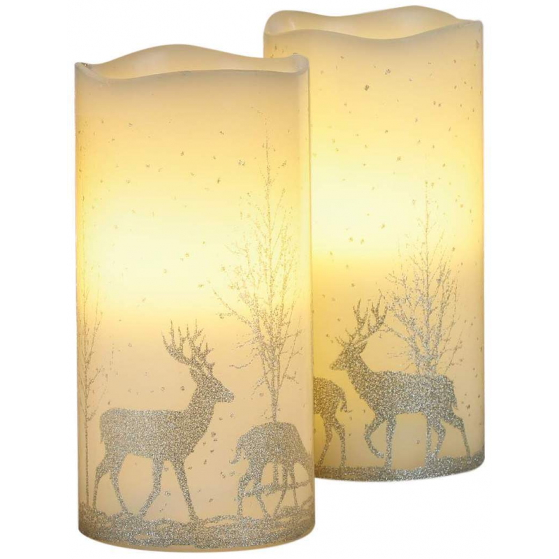 LED-Wachskerze mit Aufdruck 2er-Set