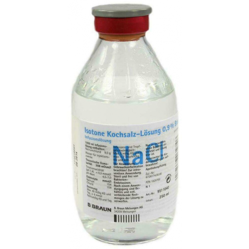 Kochsalzlösung 0,9% Glasflasche 250 ml