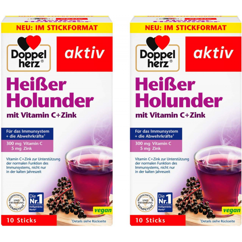 Doppelherz aktiv Heisser Holunder mit Vitamin C und Zink Granulat 2 x 10 Beutel
