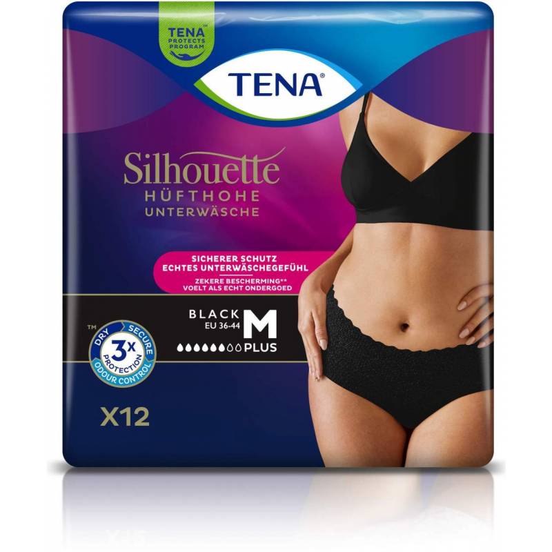 Tena Silhouette Plus M Black 2 X 12 Inkontinenzhosen