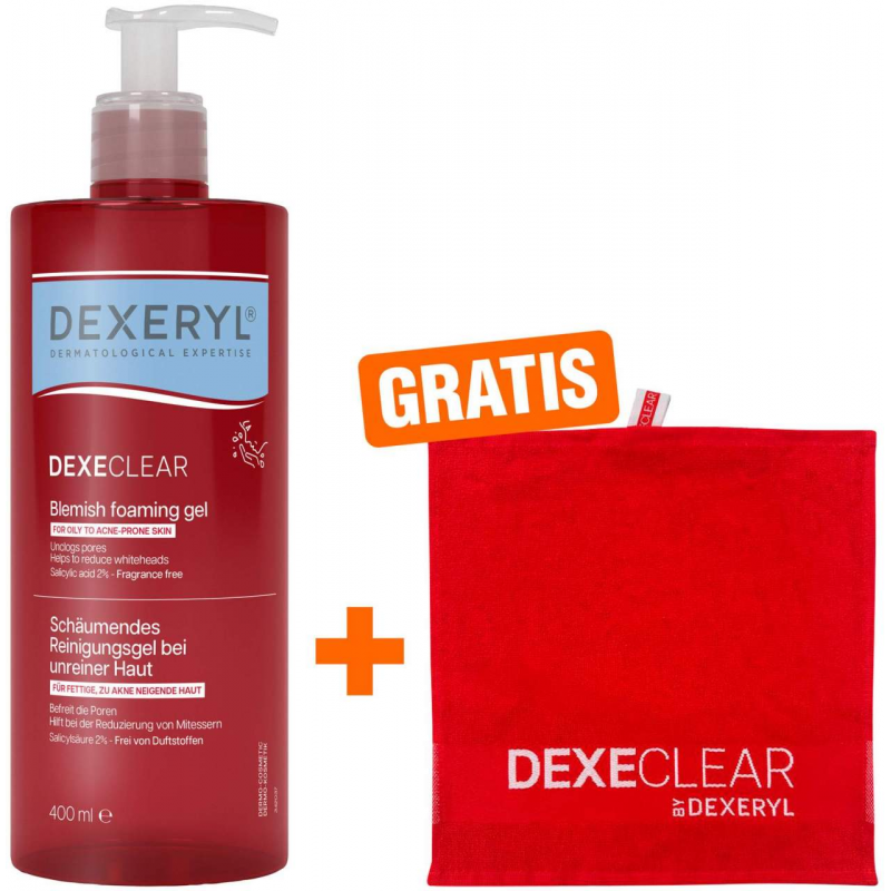 Dexeryl Dexeclear schäumendes Reinigungsgel 400 ml + gratis Handtuch 1 Stück
