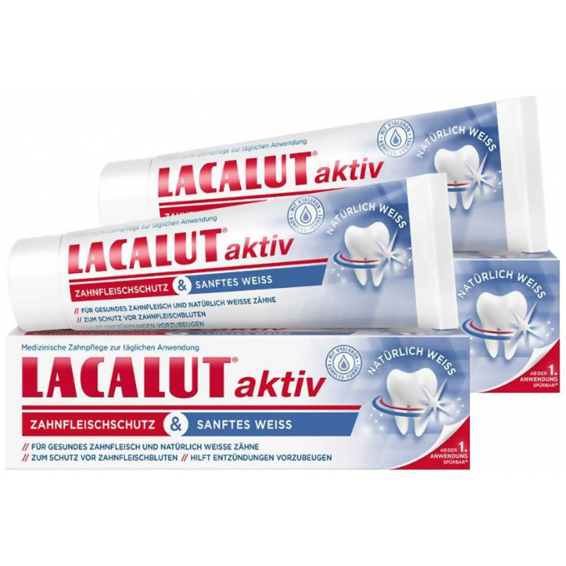 Lacalut Aktiv Zahnfleischschutz & Sanftes Weiss 2 x 75 ml Zahnpasta