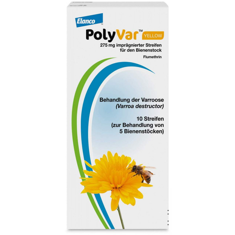 Polyvar Yellow 275 mg imprägnierter Streifen für den Bienenstock 10 Streifen